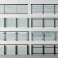 Stylish Glass Railings With Metal Frames And Multiple Panel Designs In Modern Styles 3d model
