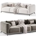 Elegant Modern Sofa In Neutral Colors With Decorative Pillows And Cozy Throw Blanket