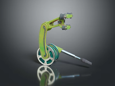 Durable Green Hardware Tool With Spiral Wheel And Ergonomic Handle Design 3d model