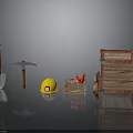 Construction Work Tools Collection With Shovel Pickaxe Yellow Hard Hat Toolbox And Wheelbarrow