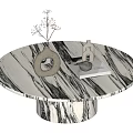 Middle Ancient Style Coffee Table Marble Coffee Table 3d model