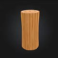 Natural Wood Log And Stone Piece With Detailed Grain Textures And Earthy Tones
