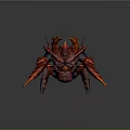 Red Spiked Fiery Lava Game Movie Character With Multi Legged Fantasy Design