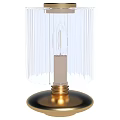 Elegant Table Lamp With Transparent Vertical Striped Glass Shade And Gold Base
