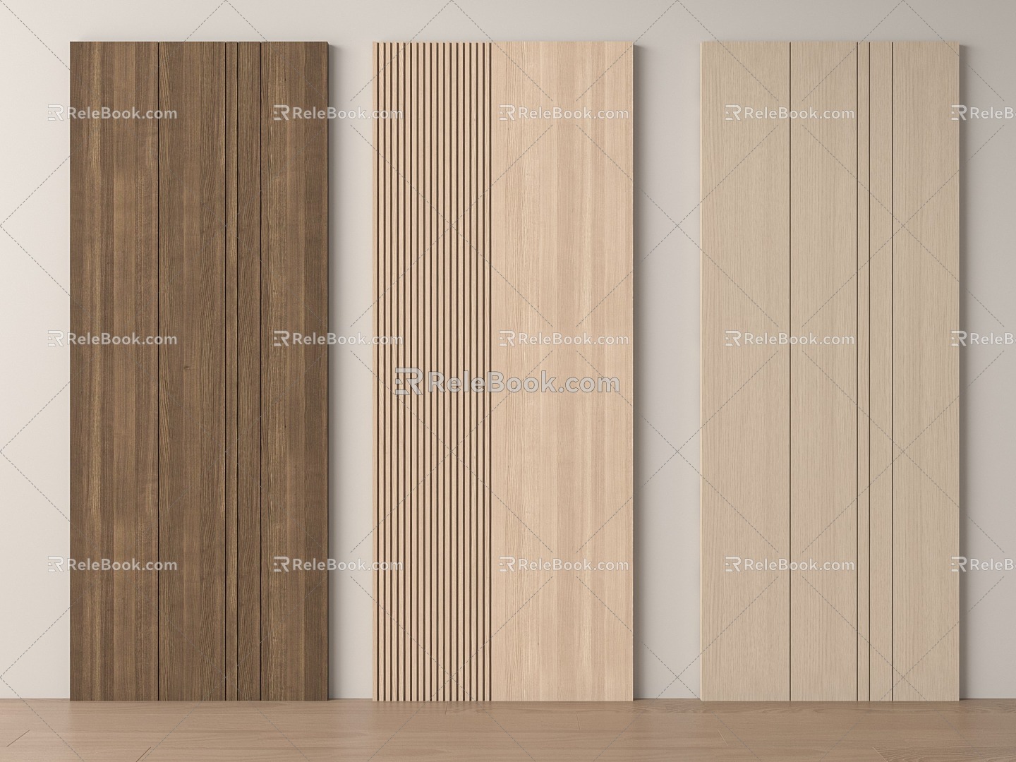 Modern wall panel wood veneer wood grain 3d model