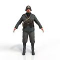 Military Soldier Character In Classic Uniform With Helmet And Ammunition Belts