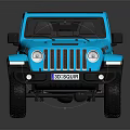 Blue Jeep Wrangler Off Road Vehicle With Black Roof And Bronze Wheels