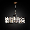Modern Crystal Chandelier With Geometric Glass Elements And Bronze Metal Frame Design 3d model