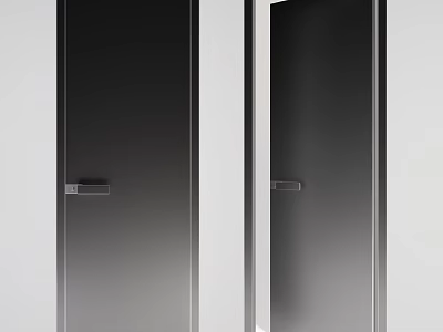 Modern Black Hinged Door Design With Sleek Metal Handle And Smooth Surface For Interior Use 3d model