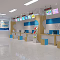 Bright Digital Store Interior With Display Shelves Various Digital Accessories Headphones And Chargers 3d model