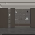 Modern Built in Bookcase with LED Lighting and Wooden Stone Shelves in Minimalist Interior