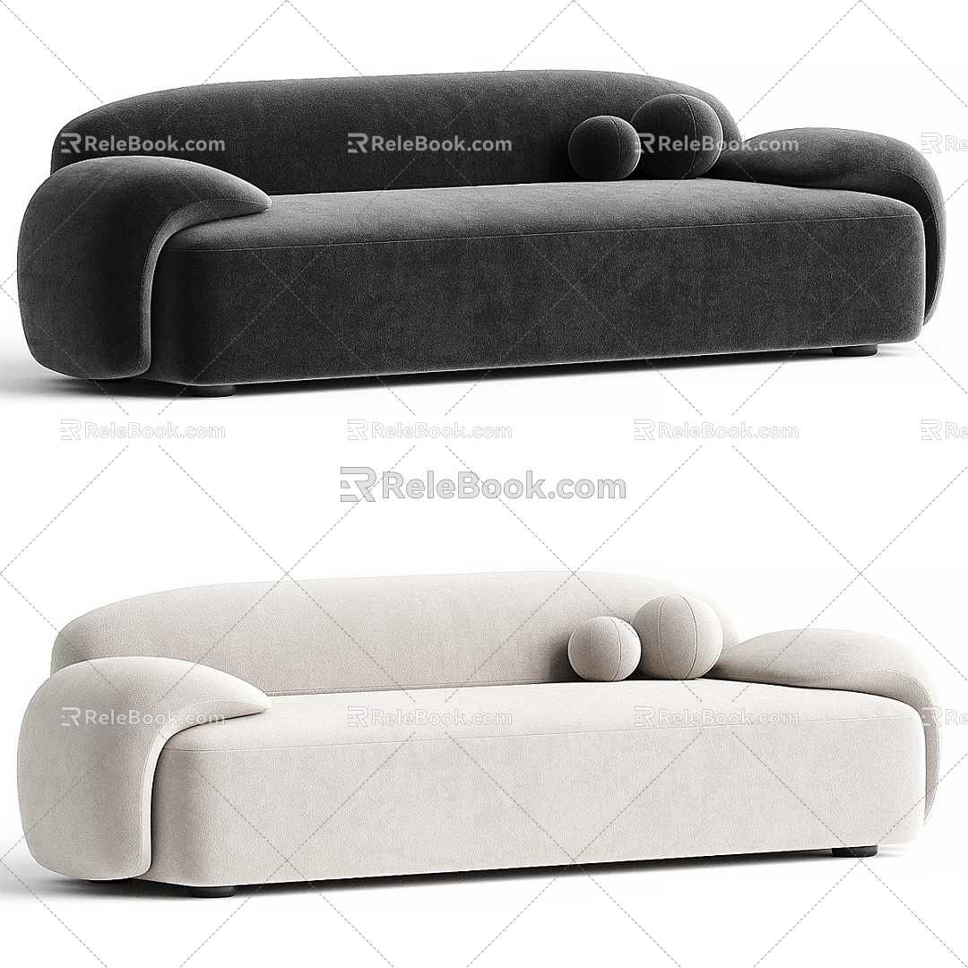 Modern Multiplayer Sofa AMA Curved Sofa Fabric Sofa 3d model