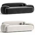 Modern Black and Beige Sectional Sofa with Rounded Armrests and Soft Velvet Cushions
