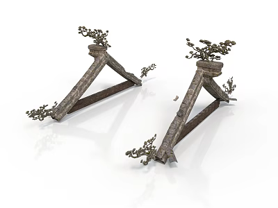 Two Decorative Metal Tripod Structures With Ornate Carvings And Antique Bronze Finish 3d model