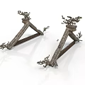 Two Decorative Metal Tripod Structures With Ornate Carvings And Antique Bronze Finish