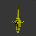 Blue And Yellow Monster Fish With Spiked Dorsal Fin And Sharp Teeth