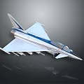 Detailed Modern Fighter Jet Weapon With Silver Blue Stripes Streamlined Wings And Cockpit