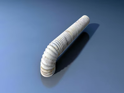 Flexible White Corrugated Pipe Isolated On Smooth Blue Background Surface 3d model