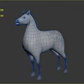 Realistic White Horse 3D Model with Black Mane and Spotted Coat