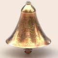 Golden Bell Shaped Decorative Ornament Set With Carved Patterns Intricate Details For Home Decor