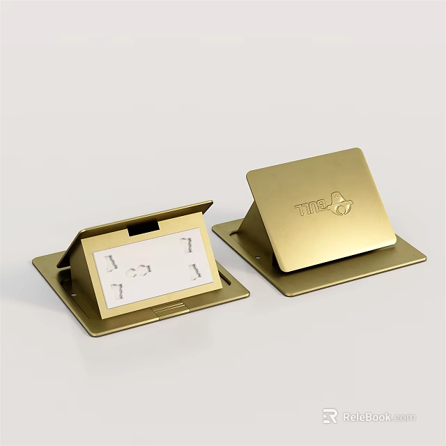 Golden Switch Panels with TRIA Logo Open Closed Design and Digital Symbols 3d model 