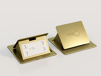 Golden Switch Panels with TRIA Logo Open Closed Design and Digital Symbols 3d model