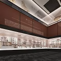 Cinema Interior With Red Seats Staircase Decorated Walls Lighting And Screen