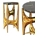 Modern Coffee Table With Gold Metal Frame And Black Marble Top 3d model