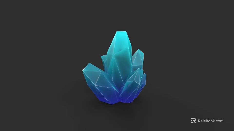 Botanical Painting Artwork With Blue And Cyan Tones On Dark Background 3d model 