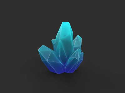 Botanical Painting Artwork With Blue And Cyan Tones On Dark Background 3d model