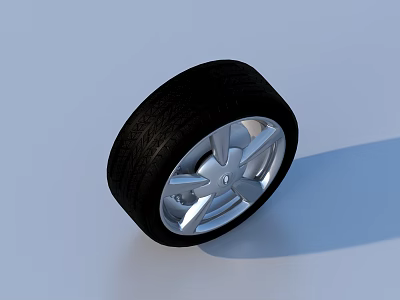 High Quality Black Rubber Tire With Silver Alloy Wheel Rim For Daily Use 3d model