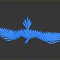 Blue 3D Eagle Model with Spread Wings and Detailed Feathers
