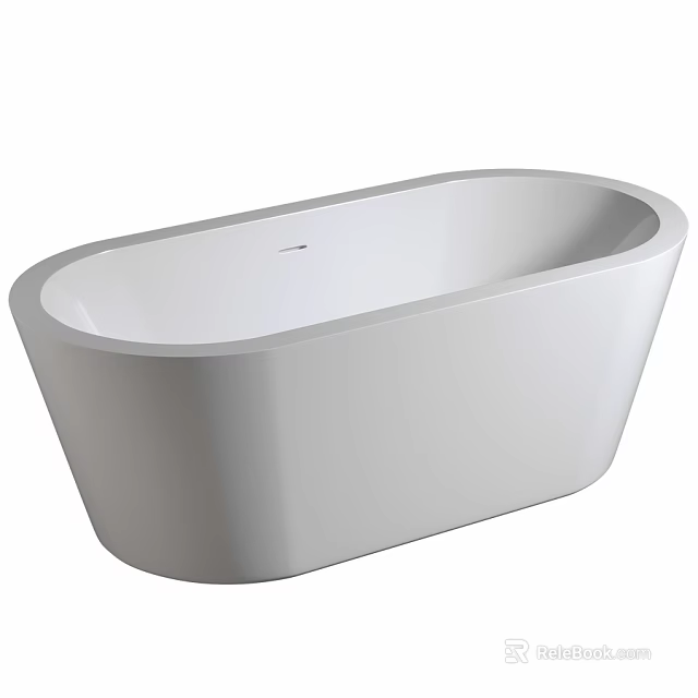 Modern White Freestanding Bathtub With Sleek Oval Shape And Smooth Surface 3d model 