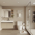 Modern Toilet Bathroom Cabinet Electric Towel Rack Shower Shower 3d model