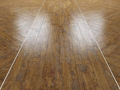 Polished Wooden Floor Construction With Herringbone Pattern And Natural Grain Texture 3d model