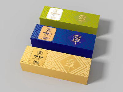 Elegant Premium Gift Boxes With Traditional Patterns In Gold Blue Green Colors 3d model