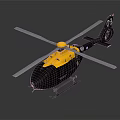 Black And Yellow Model Helicopter With Rotors And Number 09 On Display Stand