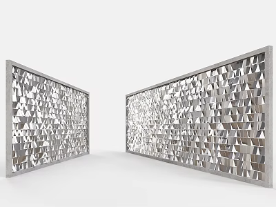 Modern Feature Wall Design With Triangular Metallic Patterns And Sleek Frames 3d model