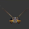 Vibrant Detailed Mecha Figurine With Spiked Mechanical Wings And Red Spear