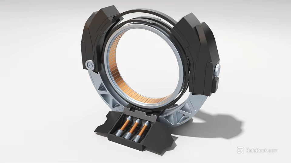 Industrial Equipment Ring Shaped Metallic Structure With Base Battery Components And Mechanical Parts Design 3d model 