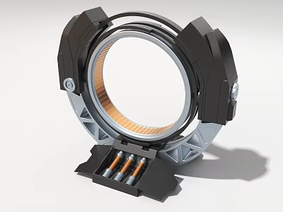 Industrial Equipment Ring Shaped Metallic Structure With Base Battery Components And Mechanical Parts Design 3d model