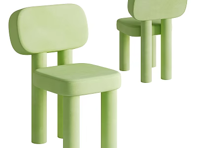 Light Green Children's Chairs With Round Design And Cylindrical Padded Legs 3d model
