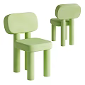 Light Green Children's Chairs With Round Design And Cylindrical Padded Legs