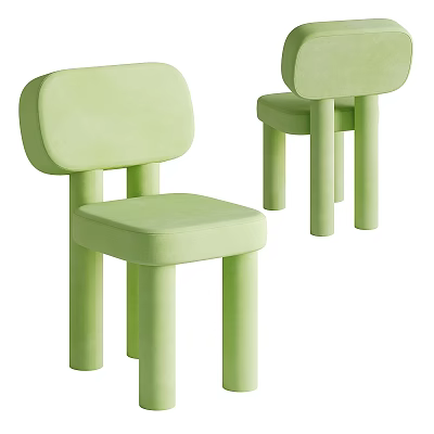 Light Green Children's Chairs With Round Design And Cylindrical Padded Legs 3d model