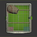 White Metal Bird Cage With Perch Nest Food Dish And Green White Base