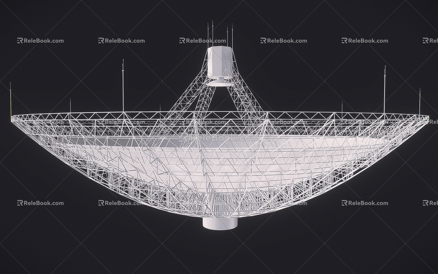 modern radar signal tower satellite radio telescope 3d model