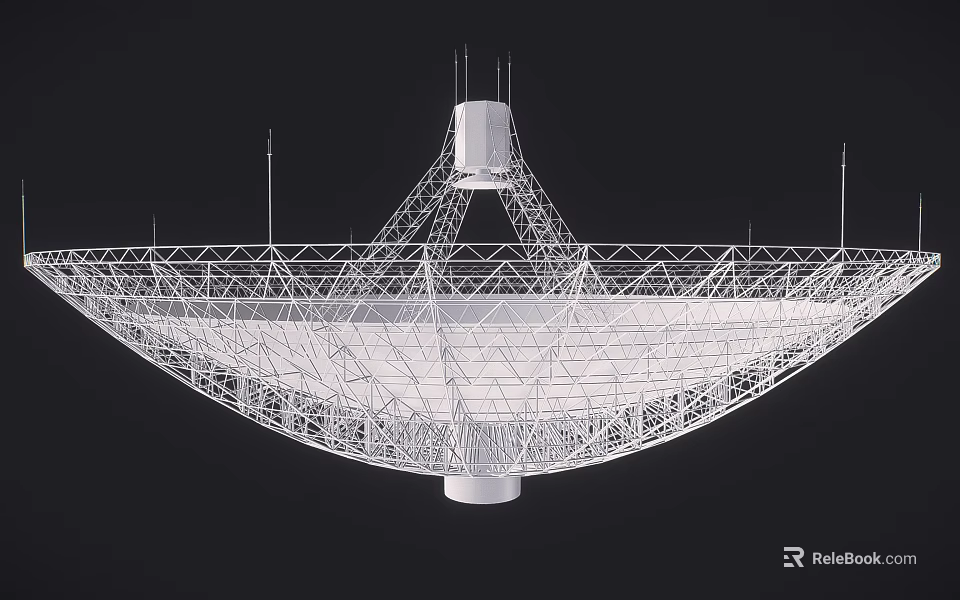 Large Industrial Radio Telescope Dish Antenna with Metal Framework Structure for Satellite Communication 3d model 