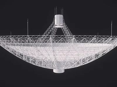 Large Industrial Radio Telescope Dish Antenna with Metal Framework Structure for Satellite Communication 3d model