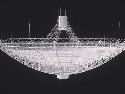 Large Industrial Radio Telescope Dish Antenna with Metal Framework Structure for Satellite Communication 3d model