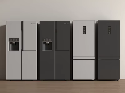 Sleek White And Gray Refrigerators With Modern Design And Water Dispenser For Home 3d model